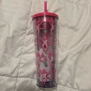 Starbucks Pink Monkey Tumbler with Straw